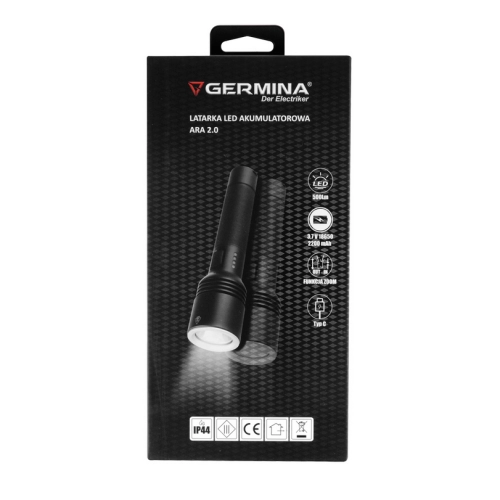 LATARKA LED ARA 2.0 500LM 1x18650 czarny